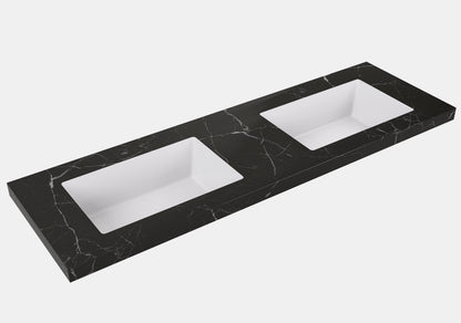 Fine Ceramic Basin Joined with Sintered Stone - LK-UBL - Calacatta Night