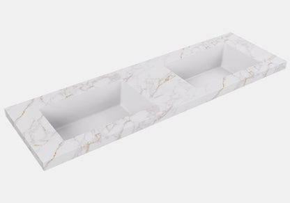 Carrara Gold sintered stone seamless joined with fine ceramic basin LK-UCG