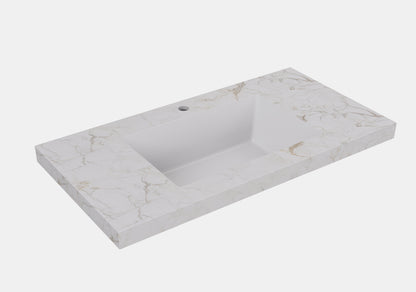 Carrara Gold sintered stone seamless joined with fine ceramic basin LK-UCG