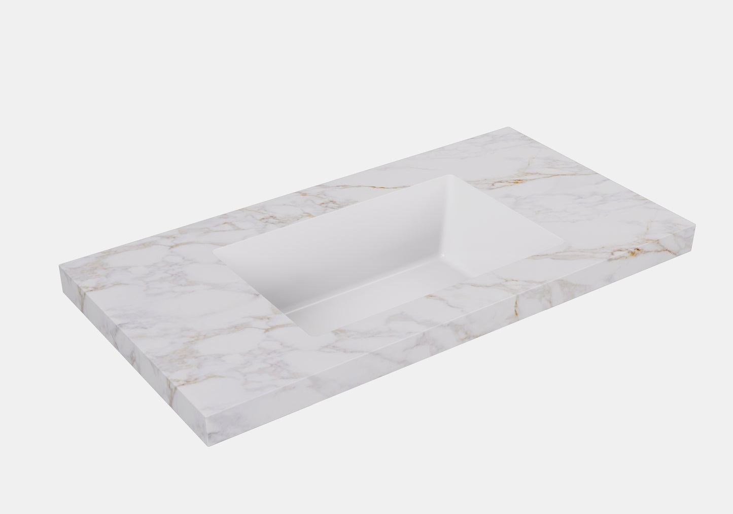 Carrara Gold sintered stone seamless joined with fine ceramic basin LK-UCG