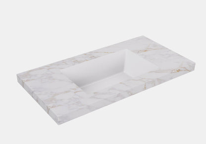 Carrara Gold sintered stone seamless joined with fine ceramic basin LK-UCG