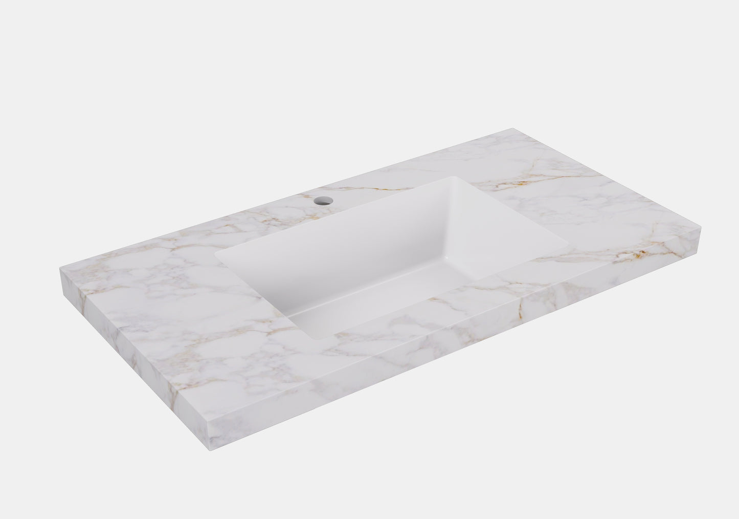 Carrara Gold sintered stone seamless joined with fine ceramic basin LK-UCG