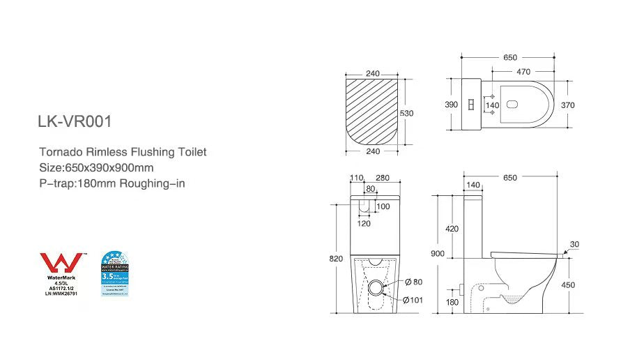 Verona Tornado Rimless Toilet Pan LK-VR001P