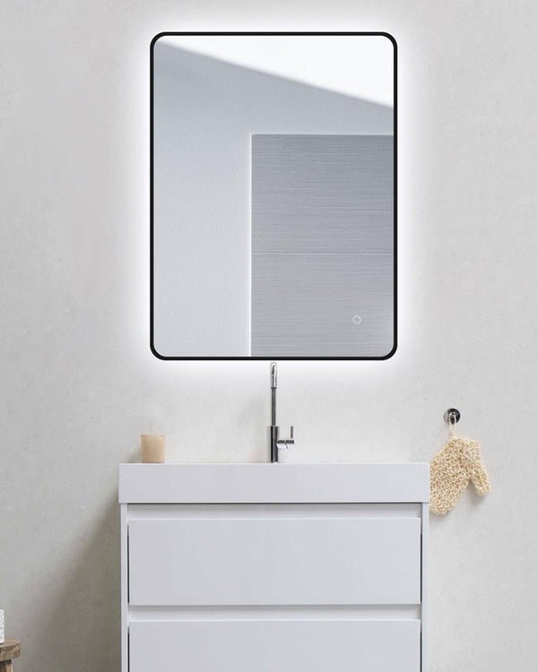 810x610mm Matte Black Framed LED Mirror