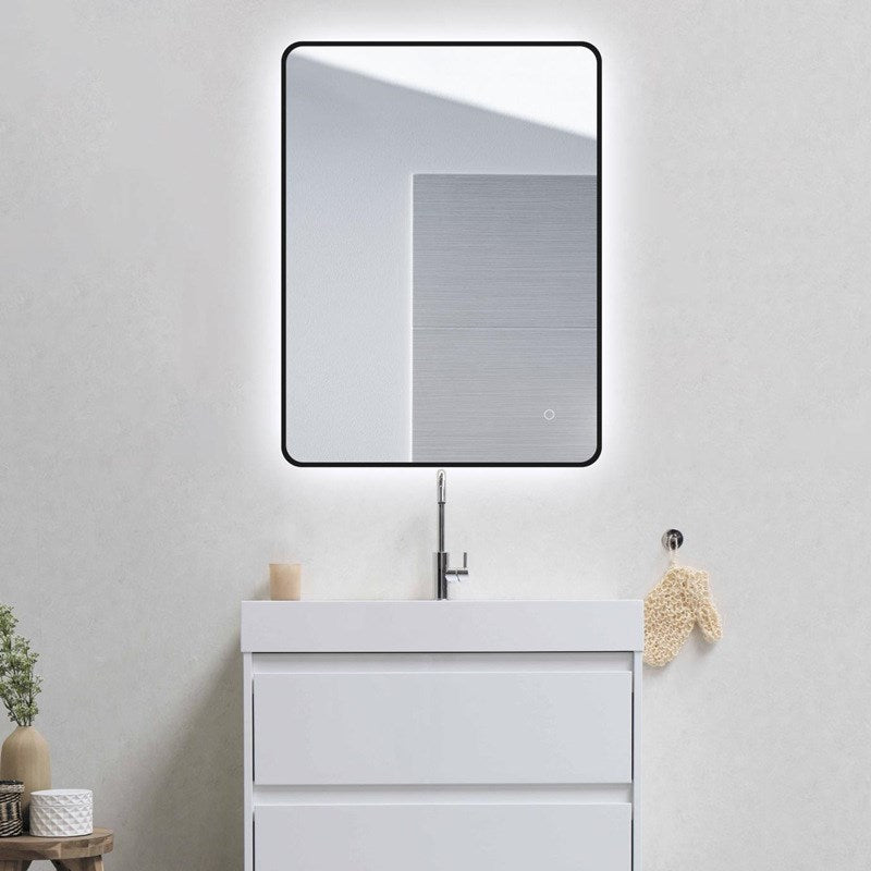 810x610mm Matte Black Framed LED Mirror