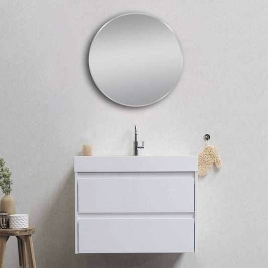 600mm Matte Brushed Nickel Framed Mirror