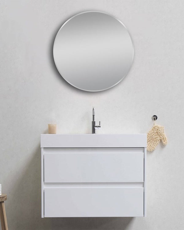 800mm Matte Brushed Nickel Framed Mirror