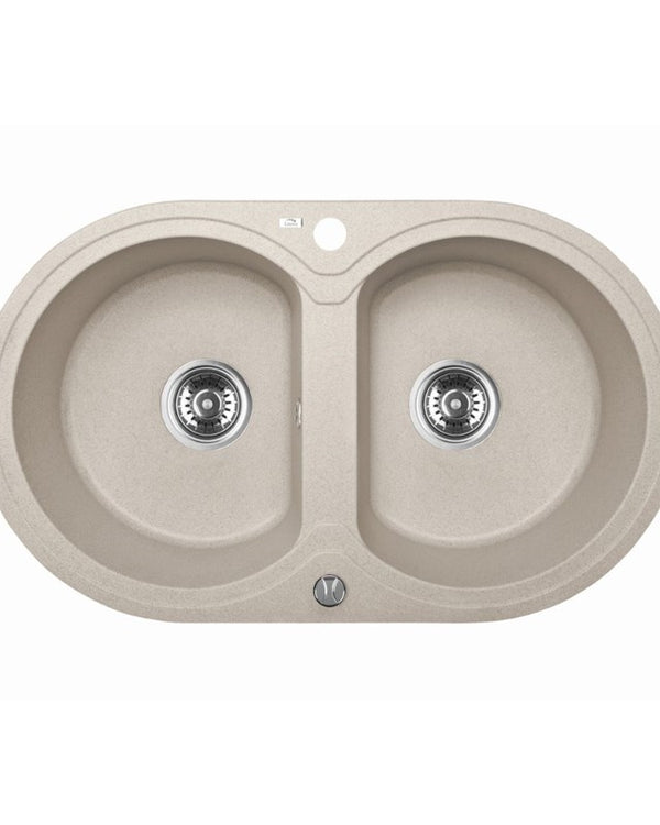 470x780x204mm Beige Granite Double Bowl Kitchen Sink