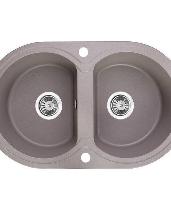 470x780x204mm Grey Granite Double Bowl Kitchen Sink