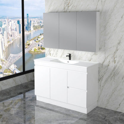Less 1200mm Gloss White Freestanding Vanity with Ceramic Top