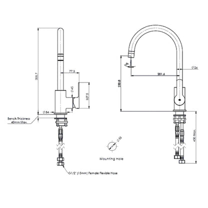 Astro II Gooseneck Sink Mixer - Chrome