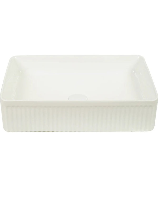 500*340*130mm Gloss White with Fluted Design Above Counter Basin(32mm Nonoverflow)