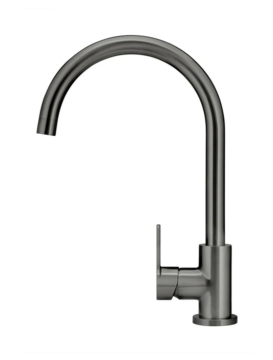 Round Gooseneck Kitchen Mixer Tap - Paddle Handle