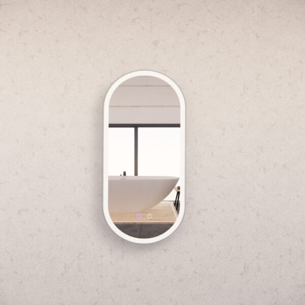 450 x 900 x 45mm Brushed Nickel Frame LED Mirror