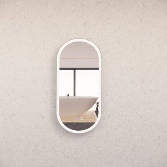 450 x 900 x 45mm Brushed Nickel Frame LED Mirror