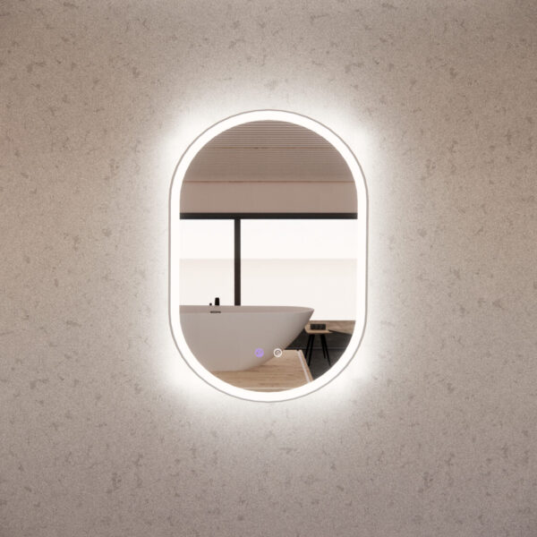 600 x 900 x 45mm Brushed Nickel Frame LED Mirror