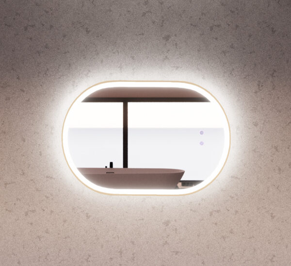 600 x 900 x 45mm Gold Frame LED Mirror