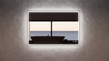 900 x 750 x 45mm Black Frame LED Mirror