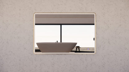 900 x 750 x 45mm Gold Frame LED Mirror
