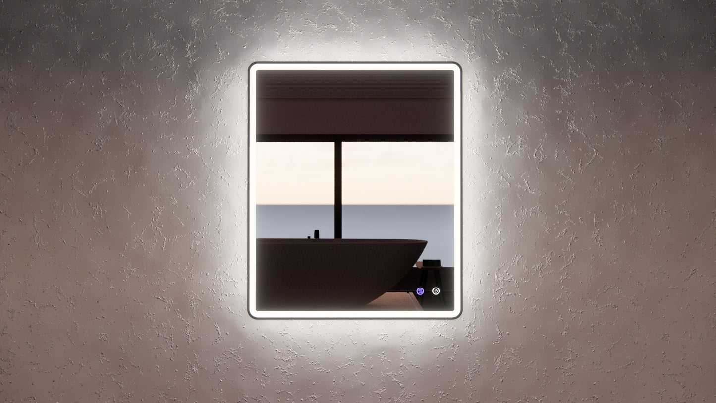 1200 x 800 x 45mm Black Frame LED Mirror