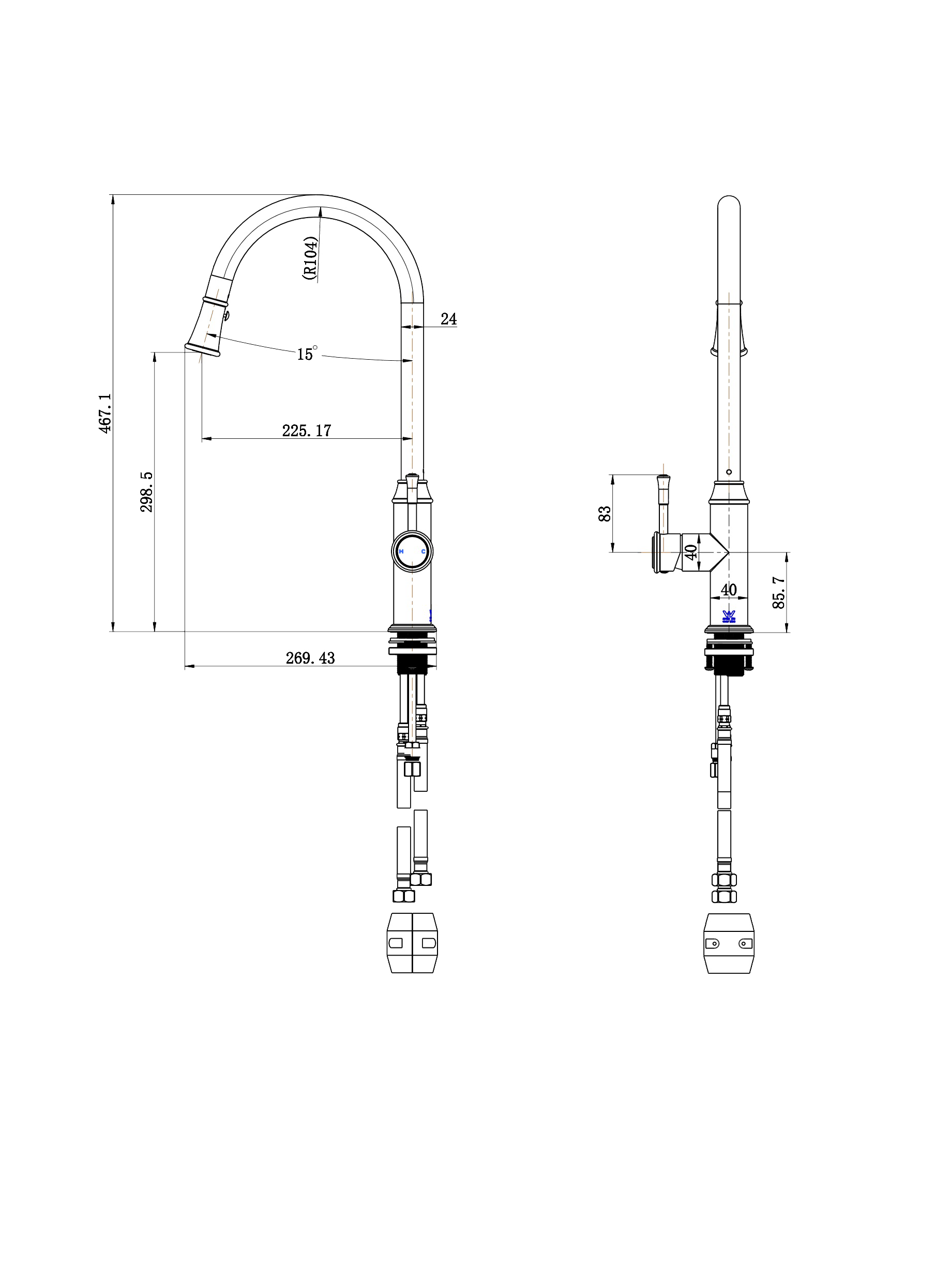 Montpellier Pull-Out Kitchen Mixer - Matte Black