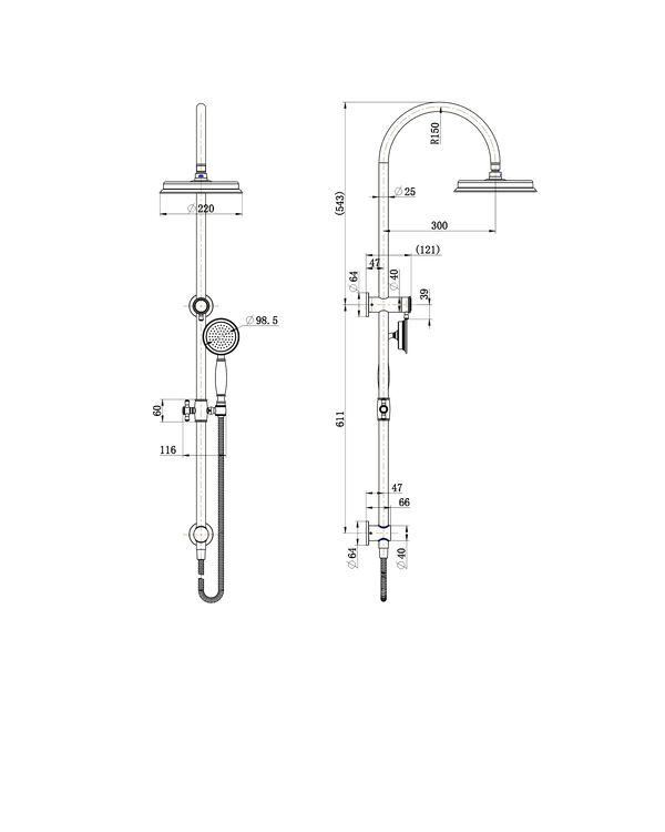 Montpellier Shower Column Set - Matte Black