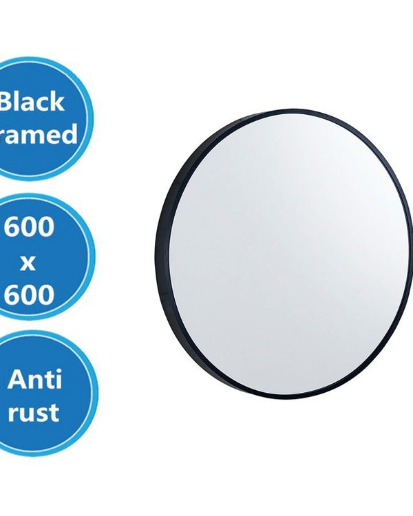 600x600x40mm Black Framed Mirror