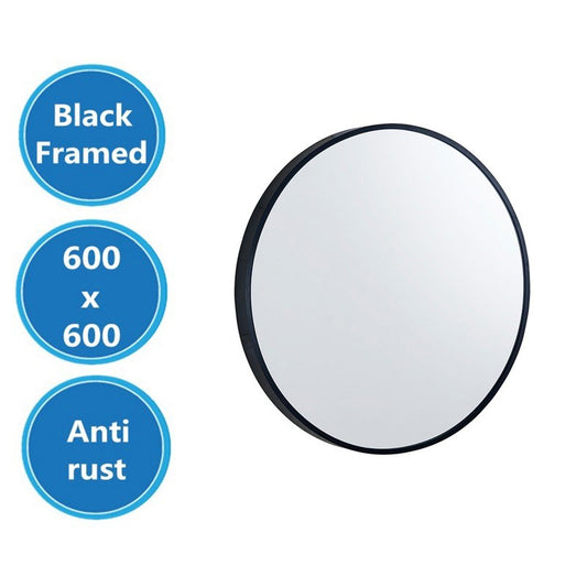600x600x40mm Black Framed Mirror