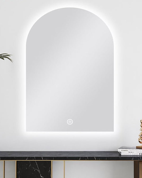 600*900mm Carysil Arch 3 Color Lighting Backlit LED Mirror Touch Sensor Switch Defogger Pad