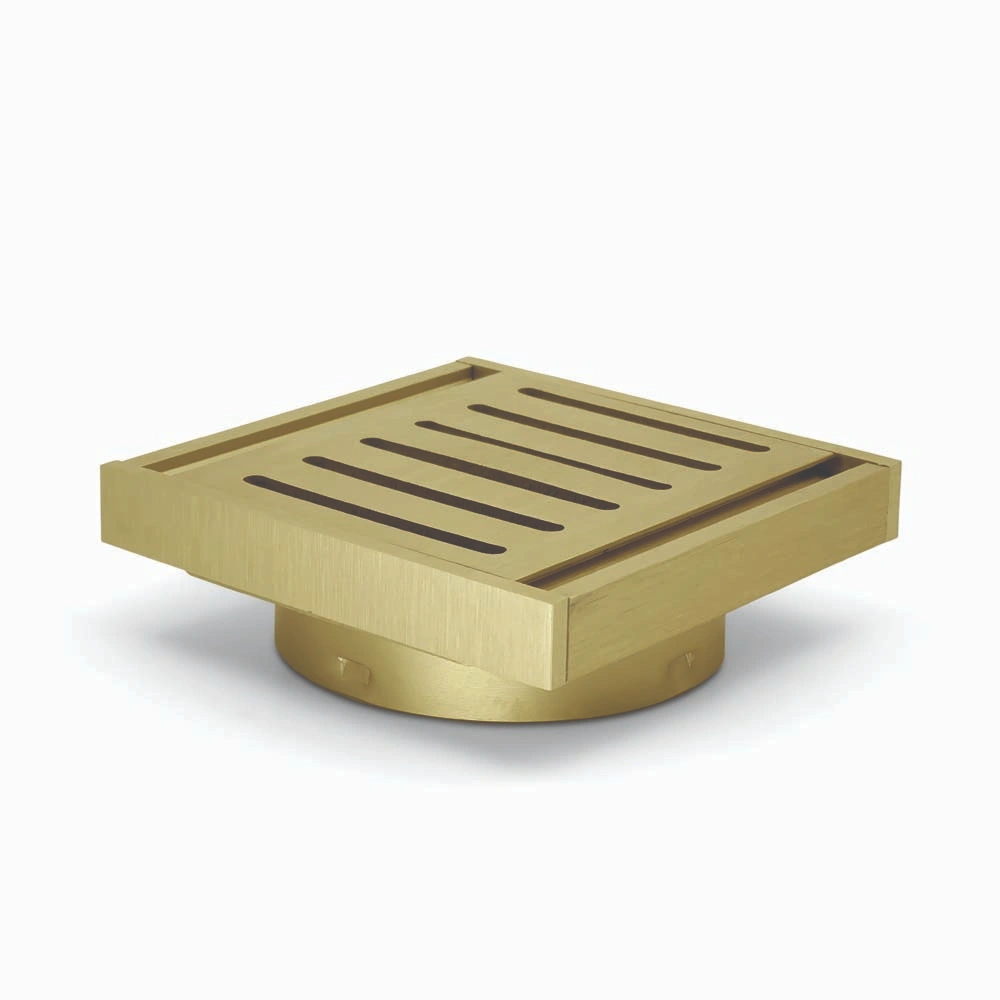 100*100*14mm Brushed Gold Ezy Flow Guard Floor Waste