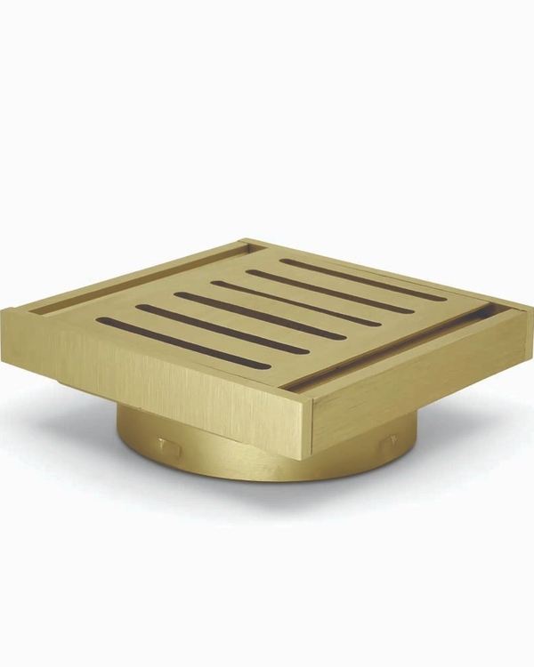 100*100*14mm Brushed Gold Ezy Flow Guard Floor Waste