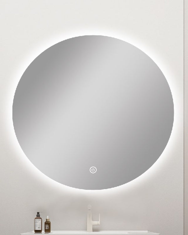 600mm Carysil Round 3 Color Lighting Backlit LED Mirror Touch Sensor Switch Defogger Pad Wall Mounted