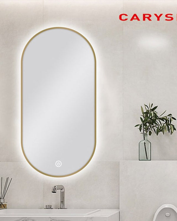450*900mm Carysil Oval 3 Color Lighting Gold Framed Backlit LED Mirror Touch Sensor Switch Defogger Pad