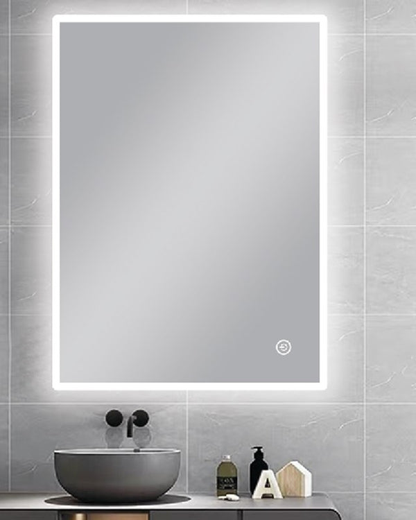 600*750mm Carysil Square Round Edged 3 Color Lighting Frontlit LED Mirror Touch Sensor Switch Defogger Pad