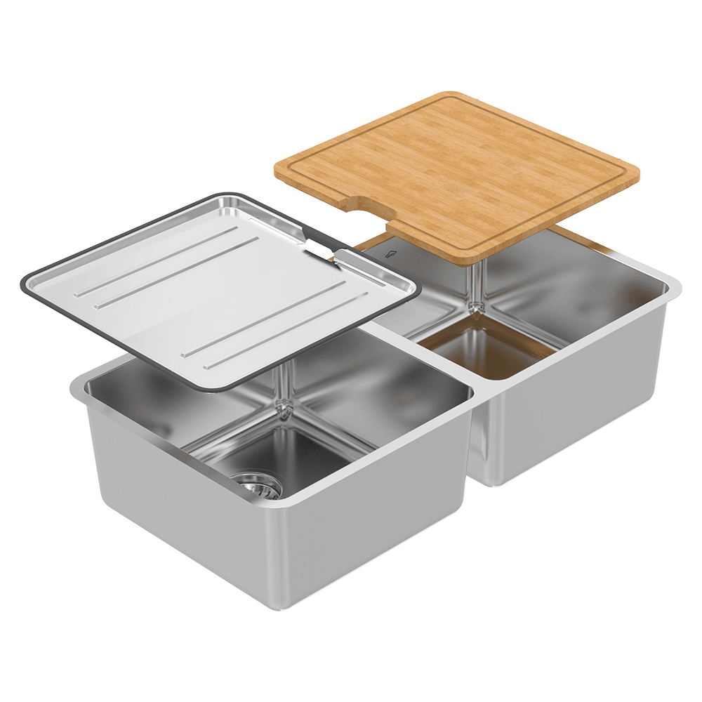 LAGO DBL BOWL & D/TRAY & CUT BRD