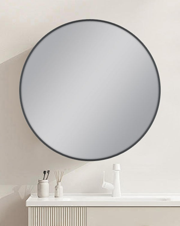 600mm Carysil Round Gun Metal Grey Framed Mirror