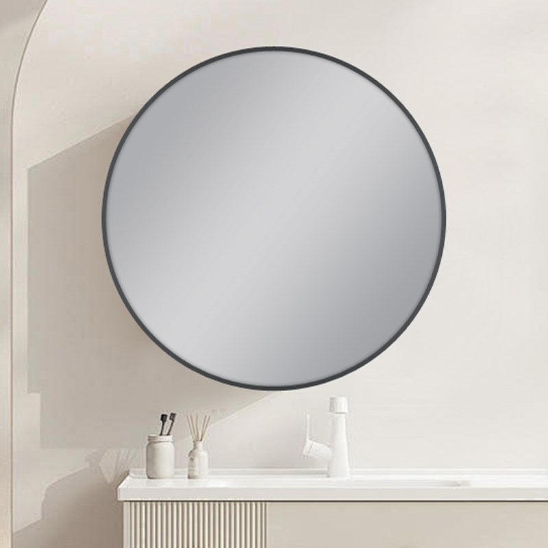 600mm Carysil Round Gun Metal Grey Framed Mirror