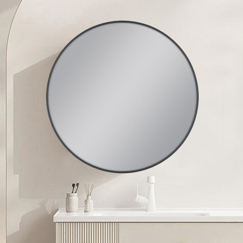 800mm Carysil Round Gun Metal Grey Framed Mirror