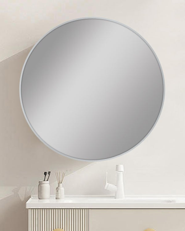 800mm Carysil Round Brushed Nickel Framed Mirror