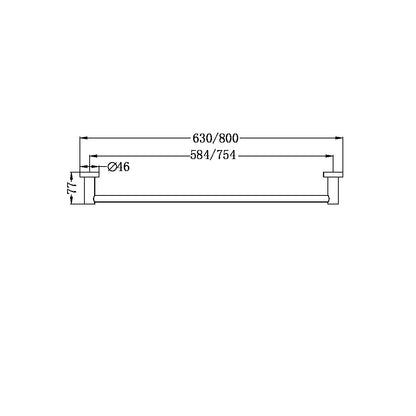 MECCA SINGLE TOWEL RAIL 600MM MATTE WHITE