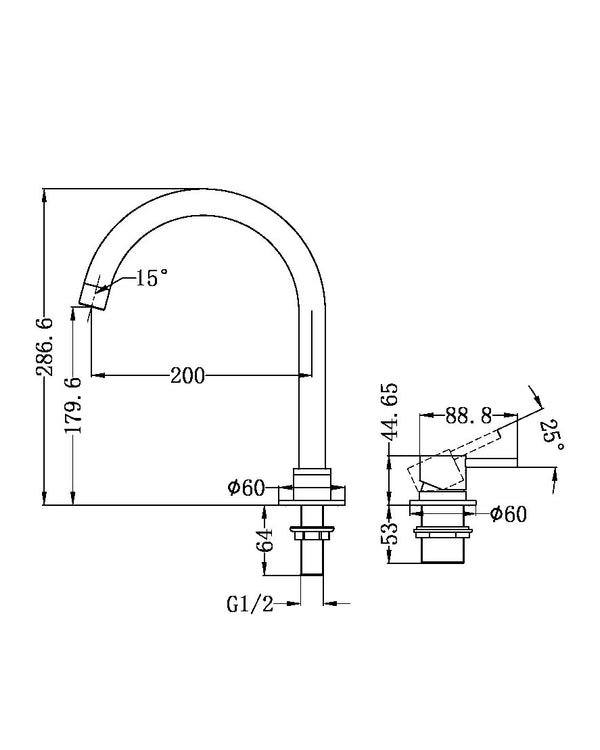 MECCA HOB BASIN MIXER ROUND SWIVEL SPOUT MATTE WHITE