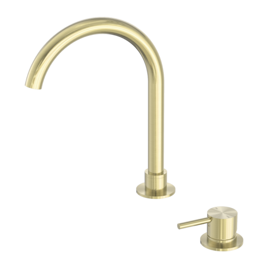 MECCA HOB BASIN MIXER ROUND SWIVEL SPOUT BRUSHED GOLD