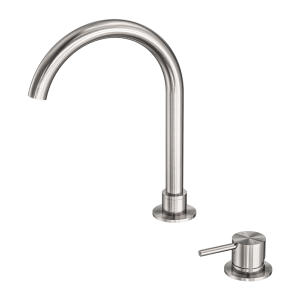 MECCA HOB BASIN MIXER ROUND SWIVEL SPOUT BRUSHED NICKEL
