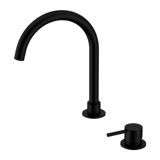 MECCA HOB BASIN MIXER ROUND SWIVEL SPOUT MATTE BLACK