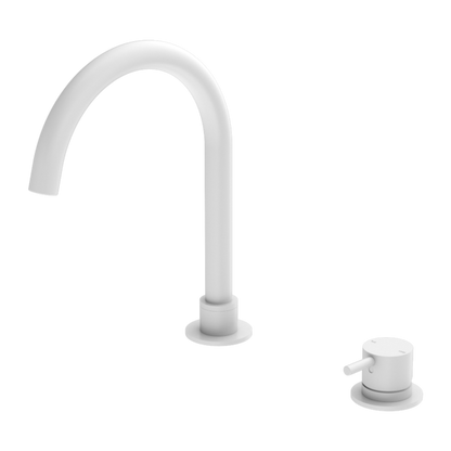 MECCA HOB BASIN MIXER ROUND SWIVEL SPOUT MATTE WHITE