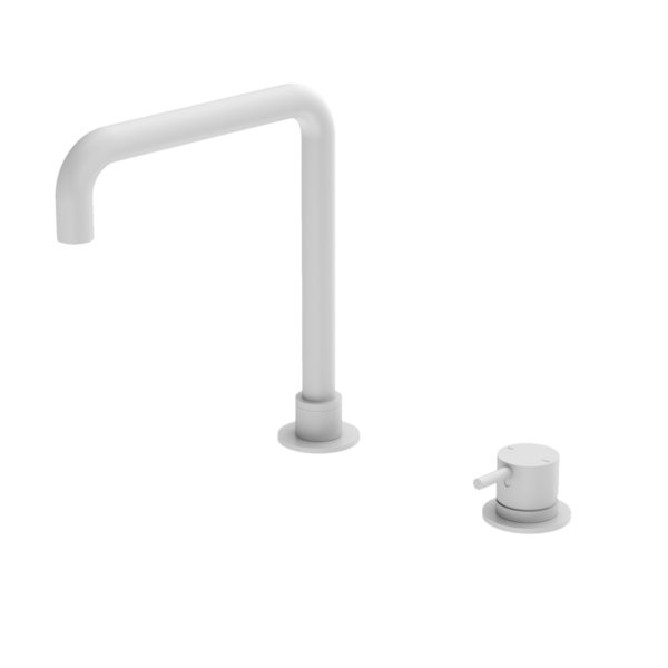 MECCA HOB BASIN MIXER SQUARE SWIVEL SPOUT MATTE WHITE