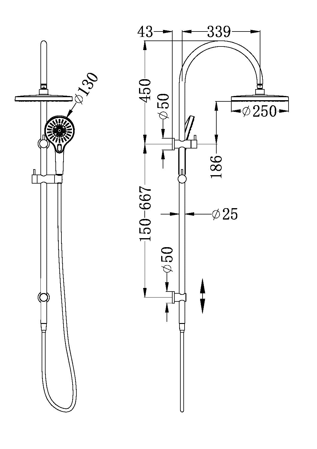 MECCA TWIN SHOWER GUN METAL