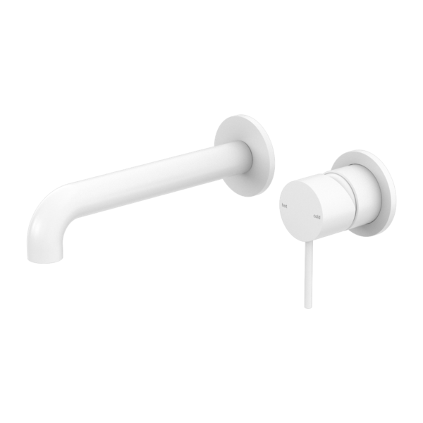 MECCA WALL BASIN/BATH MIXER SEPARATE BACK PLATE 120MM MATTE WHITE