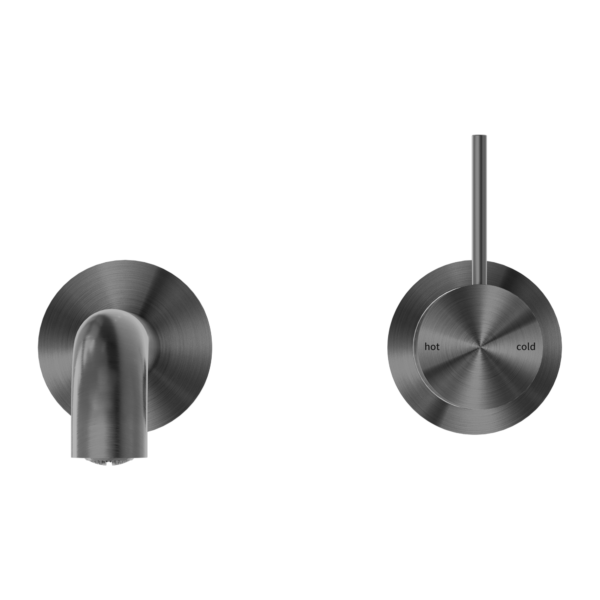 MECCA WALL BASIN/BATH MIXER SEPARATE BACK PLATE HANDLE UP 120MM GUN METAL