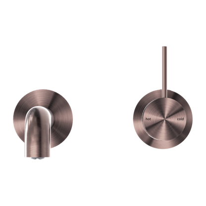 MECCA WALL BASIN/BATH MIXER SEPARATE BACK PLATE HANDLE UP 120MM BRUSHED BRONZE